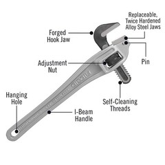 RIDGID 14&Prime; Aluminum Offset Pipe Wrench Narrow Hook Jaw Tight Spaces Applications