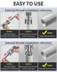 3PCS PVC Pipe Threading Tool Set, 1/2&rdquo; 3/4&rdquo; 1&rdquo; Internal & External Threader K