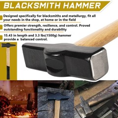 16&Prime; Z V-Bit Tongs and 1.5KG Blacksmith Hammer Set For Anvil Knife Making Forge