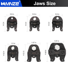 6 PCS Standard Press Jaws Kit, 1/2&Prime;, 3/4&Prime;, 1&Prime;,1-1/2&Prime;, 1-1/4&Prime;, 2&Prime;, Pro Press Jaws