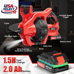 20V Cordless Drain Auger with 25Ft Drain Snake & Battery