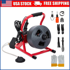 50FT 5/16&Prime; Electric Drain Auger Cleaner Sewer Snake Cleaning Machine with Cutter
