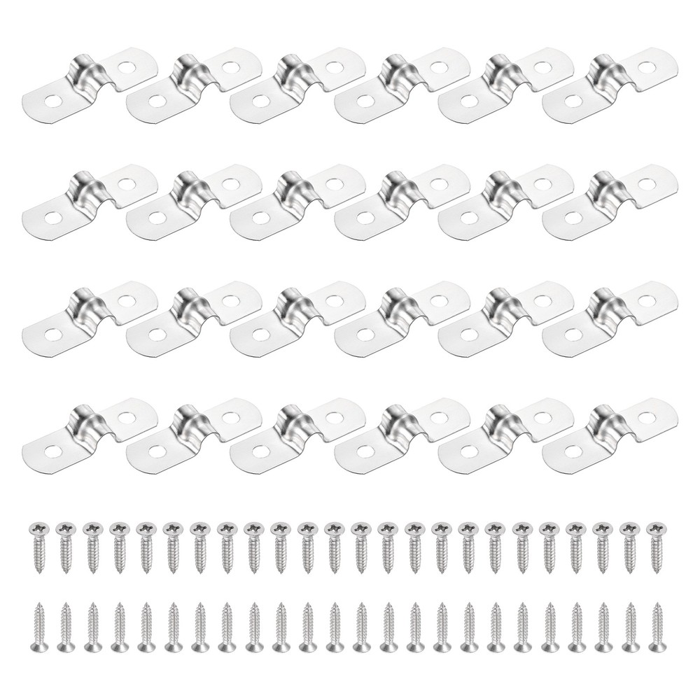 36Pcs 5mm(3/16&Prime;)304 Stainless Steel Rigid Pipe Strap with Screws, Silver