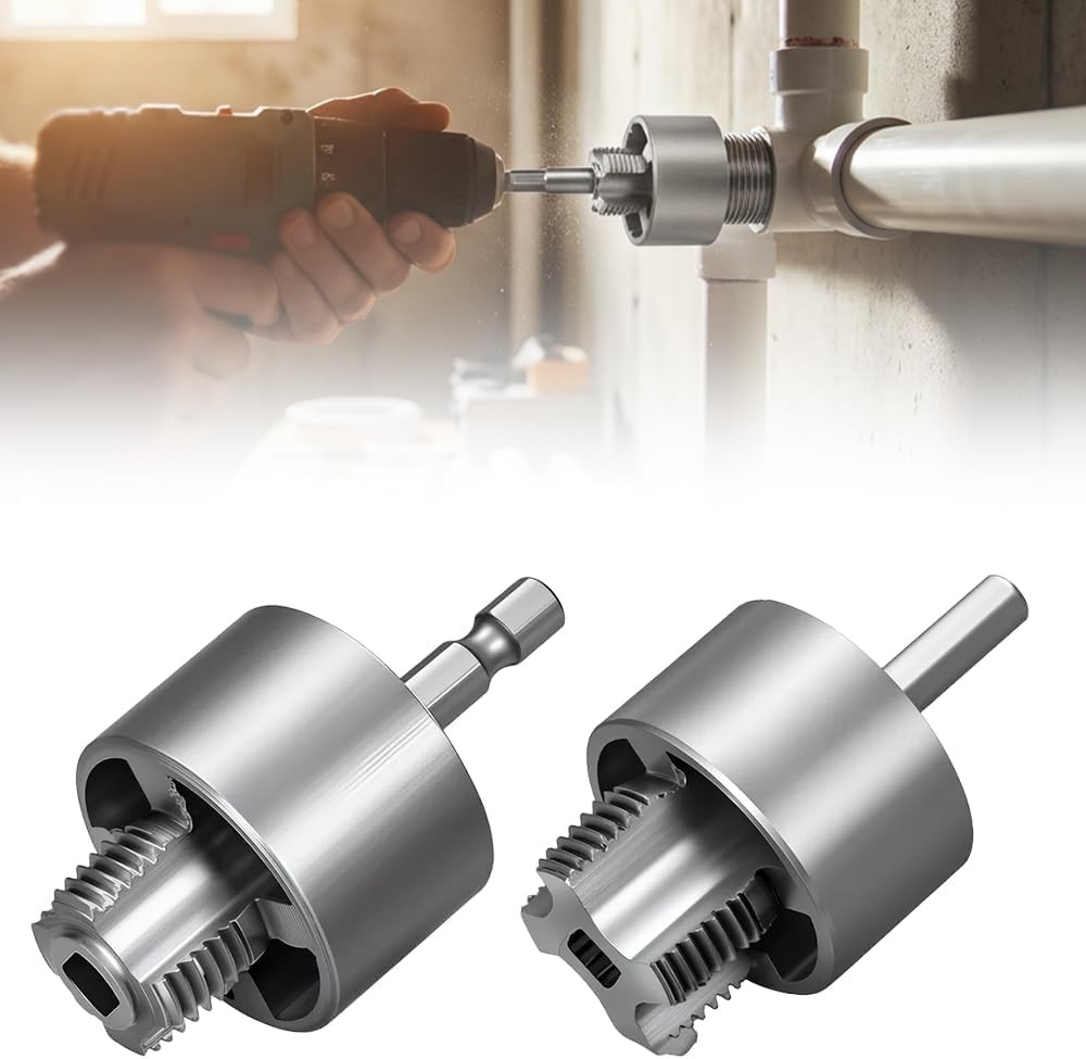 PVC Pipe Tapping Threading Tool Premium Carbon Steel Plumbers Plumbing Kit