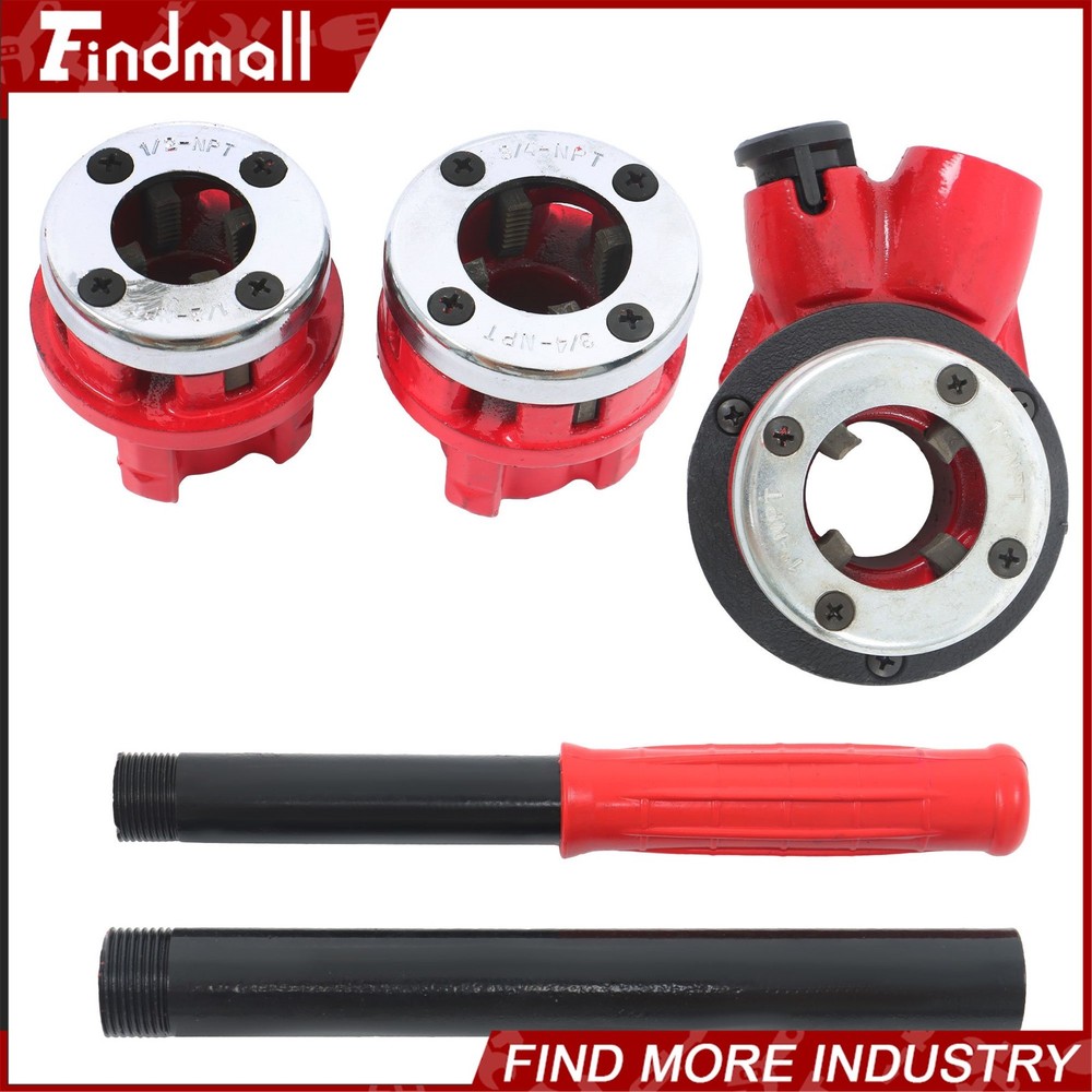 Findmall Ratchet Pipe Threader Kit W/3 Dies 1/2&Prime; 3/4&Prime; 1&Prime; NPT Pipe Threading Tool