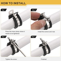 24Pcs 36mm(1-7/16&Prime;) Stainless Steel Rubber R-Tube Strap Clamp, Black