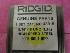 Ridgid 500B Bolt Die Set 48915, 5/16-18 LEFT HAND High Speed Steel
