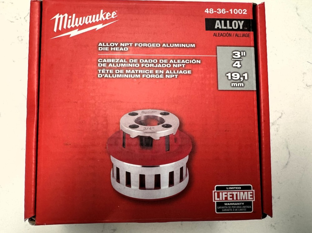 MILWAUKEE 48-36-1002 3/4&Prime; Alloy NPT Forged Aluminum Die Head