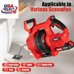 20V Cordless Drain Auger with 25Ft Drain Snake & Battery