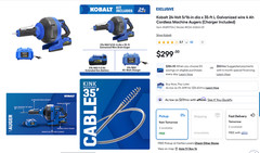 New Kobalt 24v Cordless Drain Auger Kit with 85 Watt Battery & Charger 4891704