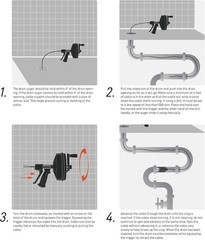50m Drain Auger Manual or Drill Powered Plumbing Snake with Gloves Bag Included