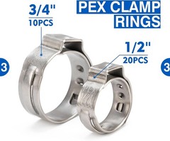 PEX Clamp Tool Kit PEX Ring Crimping & Removal 33pc for 3/8 1/2 3/4 1 inch