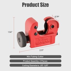 2 Pack Tubing Cutter, 1/8-inch to 5/8-inch Tube 5/8-inch, Red