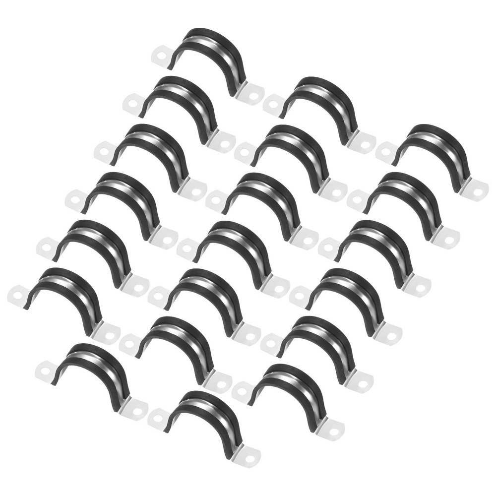 20-Pack Cable Clamps, 40 mm 304 Stainless Steel Rubber U Shape for Tube