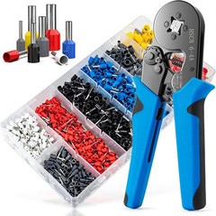 Luney Crimping Tool Set with 1250PCS Wire Ferrules, Self-Adjustable Ratchet Plie