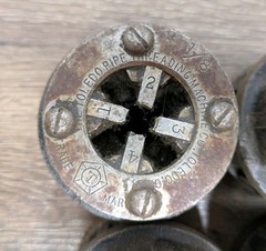 Toledo Pipe Threader Die Head Set of 4 &ndash; 1/8&Prime;, 1/4&Prime;, 3/8&Prime;, 1/2&Prime; Vintage Tools