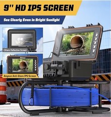 Sewer Camera 9 in IPS Screen 165FT/50M HD Drain Pipe Inspection Camera 32GB