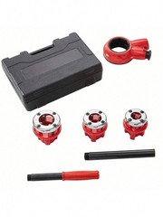 New Pro Manual Ratchet Pipe Threader Set Durable Portable 1/2 3/4 1 Inch NPT Die