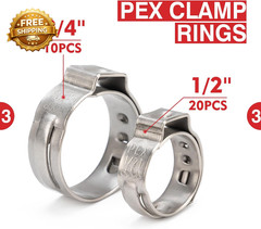 KIT-1096D PEX Clamp for 3/8 to 1 Inch PEX Cinch Clamps with 20Pcs 1/2 Inch & 10P