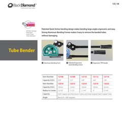Black Diamond Quick Action Pipe Tube Bender 3/8&Prime; Patented High Quality 12106