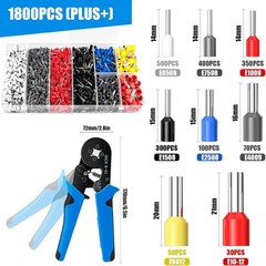 Ferrule Crimping Tool Kit with 1800PCS Wire Ferrules Kit Wire End Terminals & Cr