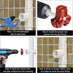 3 Blade PVC Pipe Reamer Kit 1-1/2 Inch & 2 Inch,2Pcs Plastic Pipe PVC Reamer Kit
