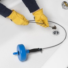 Plumb Craft 1/4 in. x 15 ft. Handheld Drain Snake Auger with Cable,Manual Crank