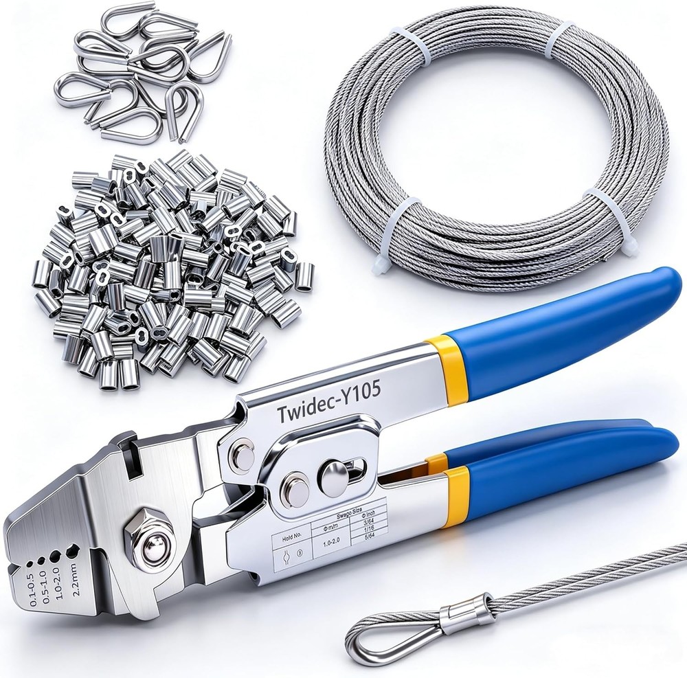 /Wire Rope Crimping Tool Up To 2.2mm Swaging Tool With 160PCS 1/16&rdquo;Aluminum Cri