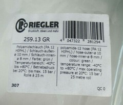 Approx. 25m RIEGLER plastic hose pneumatics 259.13GR | &Oslash;10mm | green 15 bar