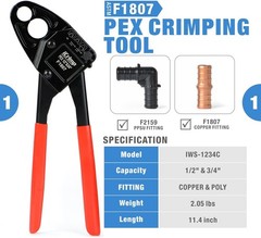 Combo Angle Head Pex Pipe Plumbing Crimping Tool for Copper Crimp Jaw Sets 1/2&Prime;