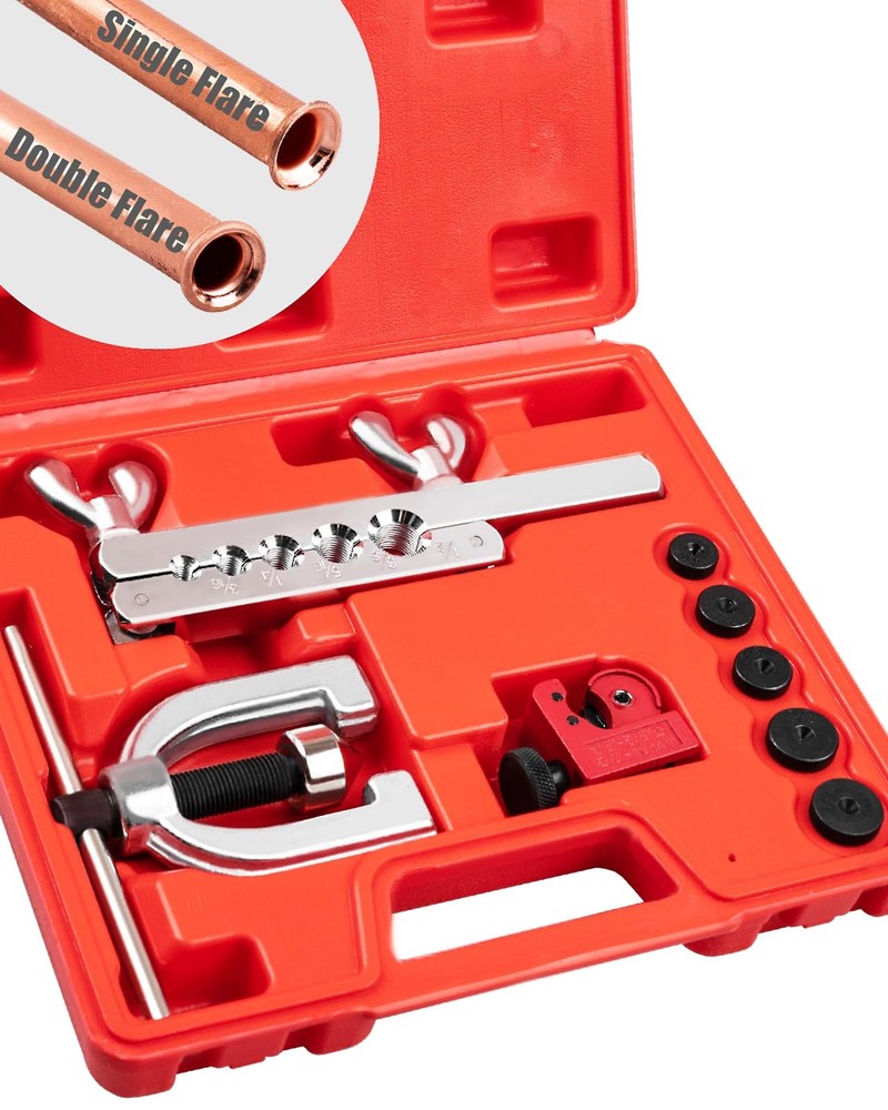Brake Line Double & Single Flaring Tool Kit with Tubing Cutter, Brake Line Re&hellip;