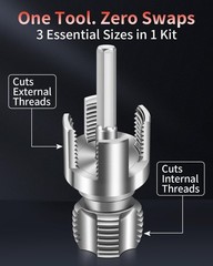 3Pcs PVC Pipe Threader Kit Manual NPT Thread Making Die Tool Set Silver Gray