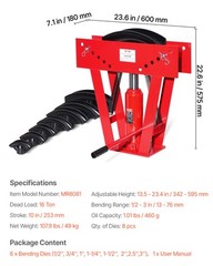 VEVOR Hydraulic Pipe Bender 16 Ton Manual Pipe Bending Tool with 8 Dies