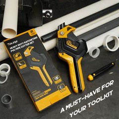 TOLESA PVC Pipe Cutter 3-Gear Adjustable, Cuts Up to 2-1/2&rdquo;, Black&yellow