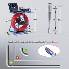 9mm THICK 50m Sewer Pipe Inspection Camera with 512hz Sonde Self level 32mm lens