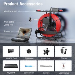 50M Drain Sewer Camera Inspection Camera Counter 512HZ Self leveling 7mm Cable