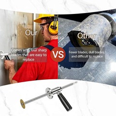 Inside Pipe Cutter for PVC Pipe Cutter, with Handle and 4 Diamond Grit Cutting W