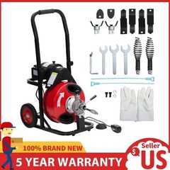 100 FT x 3/8 In Drain Cleaner Machine Auto Feed Portable Drain Sewer Snake Auger
