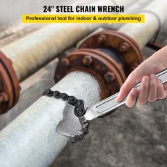 VEVOR 24&Prime; Chain Wrench Steel Straight Handle Tool 22&Prime; Chain 6.7&Prime; Capacity