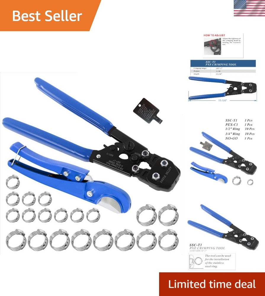 PEX Pipe Clamp Cinch Tool- Crimping Tool for Stainless Steel Clamps from 3/8-&hellip;