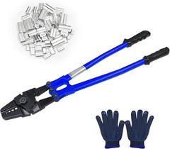Hand Swager Crimper Tool, 24 Inch Wire Rope Cutting and Crimping Tool, Heavy Dut