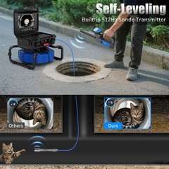 Pipe Inspection Camera Drain Sewer Camera w/ 512hz Locator Self Leveling 30M 10&Prime;