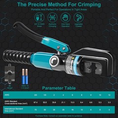 Hydraulic Crimping Tool 10 Tons with 9 Dies &ndash; Battery Cable & Wire Rope Crimper