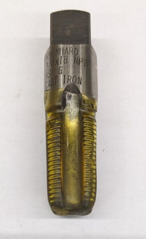 Kromhard 3/8&Prime;-18 NPTF Pipe Tap HSS G Nitride Treatment for Cast Iron USA