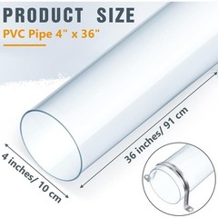 4 Sets Dust Collection Clear PVC Pipe 4 x 36 Inches Long Rigid Clear Tube