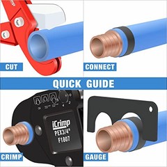 PEX Crimp Tool 1/2 3/4in w Cutter Gauge