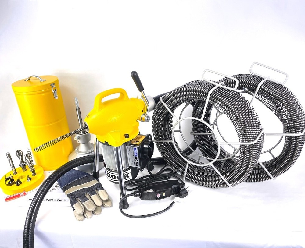 120&prime; Kit S75 BLUEROCK &reg; 3/4&Prime; to 4&Prime; Sectional Drain Machine Snake Sewer Cleaner