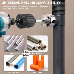 3Pcs Integrated Internal & External Pipe Threading Tool, Dual-Function Pipe T&hellip;