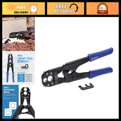Pex Pipe Crimping Tool &ndash; Convertible 1/2&Prime; & 3/4&Prime; Jaws for Copper Rings, ASTM 180