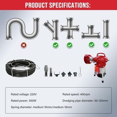 Drain Cleaner Machine 40FT, 350W 2 Cables, Electric Drain Auger for 3/4&Prime; to 4&hellip;